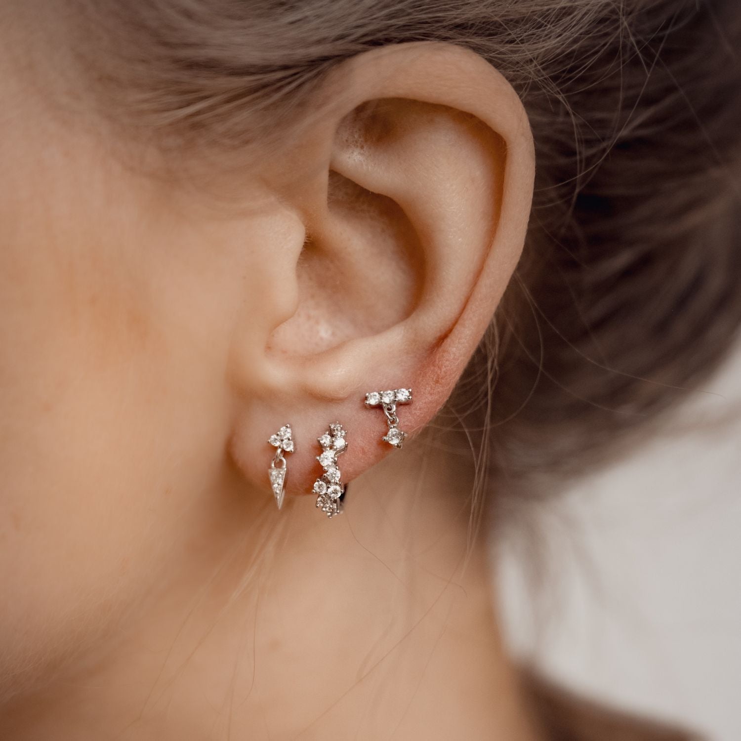 Boucles d’Oreille Trinity et Pointe Sterling Argent